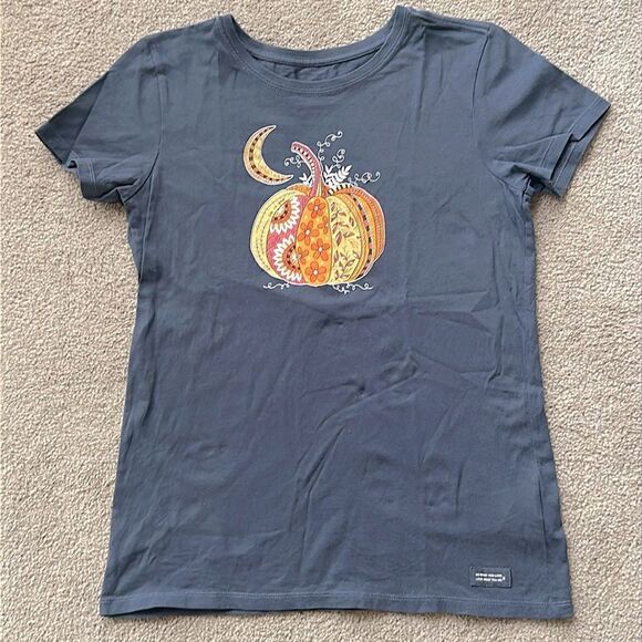 Life Is Good Women’s Doodle Crusher Pumpkin Tee Shirt! - Picture 1 of 7